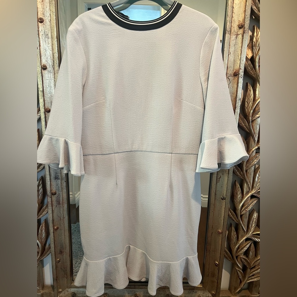Rebecca Vallance Light Blue Sheath Dress with Bell Sleeves